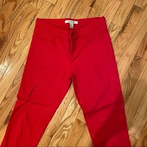 Red skinny jeans